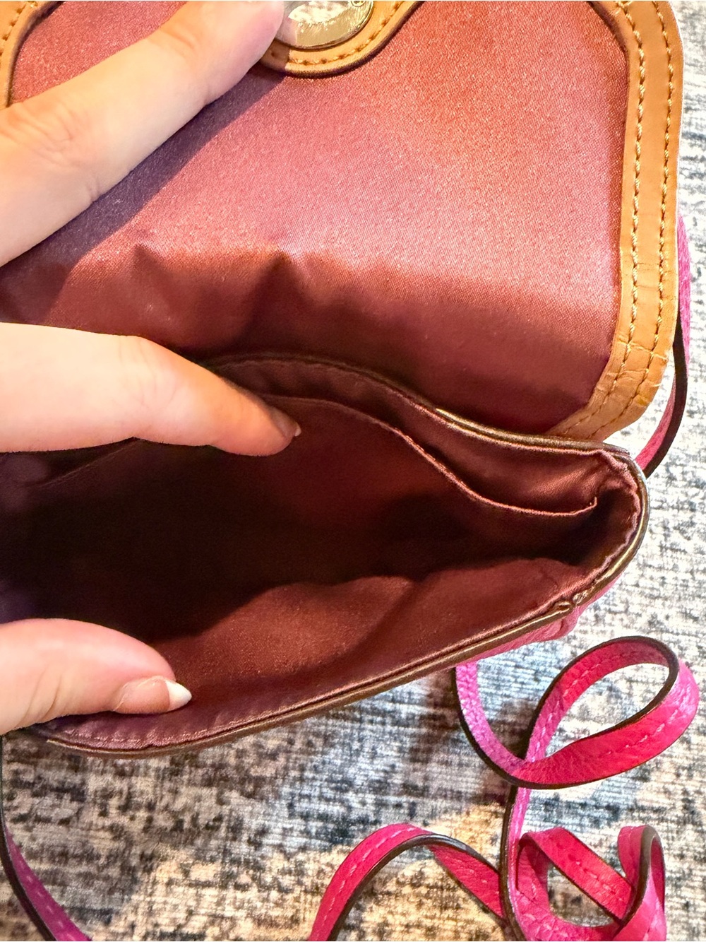 Coach Pebbled Leather Crossbody in Hot Pink - Picture 5 of 8